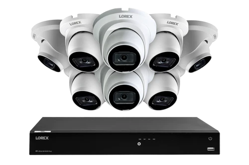 Lorex 4K 16-Camera Capable (Wired or Fusion Wi-Fi) 4TB Wired NVR System with IP Dome Cameras featuring Listen-In Audio