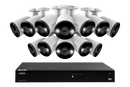 Lorex Fusion 4K (16 Camera Capable) 4TB Wired NVR System with Bullet Cameras Featuring Smart Deterrence and Two-Way Talk