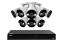 Lorex Fusion 4K (16 Camera Capable) 4TB Wired NVR System with Bullet Cameras Featuring Smart Deterrence and Two-Way Talk