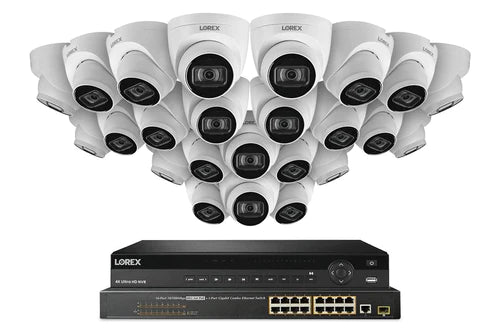Lorex 4K (32 Camera Capable) 8TB Wired NVR System with IP Dome Cameras Featuring Listen-In Audio