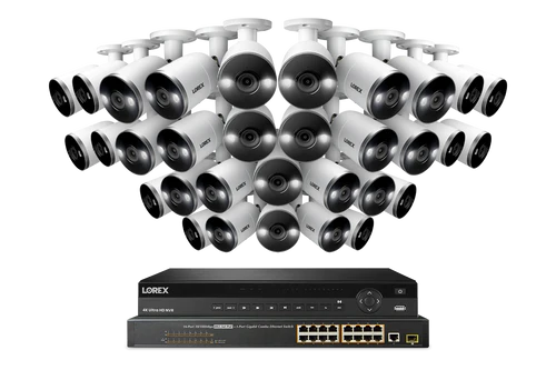 Lorex 4K (32 Camera Capable) 8TB Wired NVR System with Active Deterrence Bullet Security Cameras